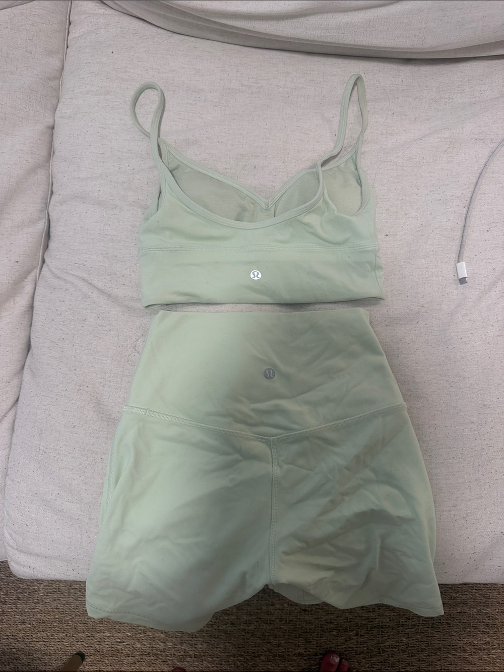 lululemon athletica Light Sage Green Sports Bra & High-Waist Skirt Set